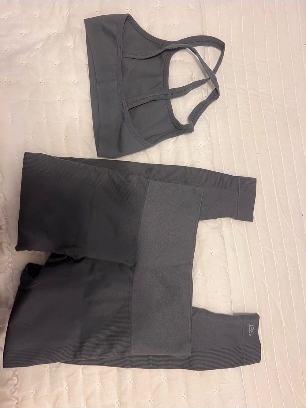 SET Active Charcoal Gray Sports Bra & Leggings Set